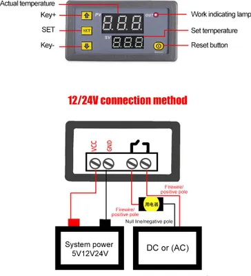 Image de Mini contrôleur de température numérique intelligent avec large plage de relais Chauffage��de sortie pour��le�réfrigérateur��intérieur (12V) (24V)