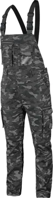 Product image of camouflage overalls on a white background.