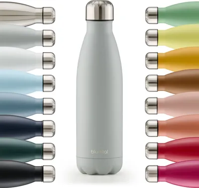 Produktbild von Blumtal Trinkflasche Edelstahl isoliert Thermosflasche 350 ml - Dunkelgrau - Auslaufsichere Trinkflasche Metall - BPA-freie Thermo Trinkflasche
