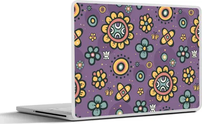 Produktbild von MuchoWow® Laptop Aufkleber Sticker Cover Mädchen - Schmetterling - Pflanzen - Muster - Mädchen - Kinder - Kinder 32.5x23.5 cm - Sticker für Laptop - Selbstklebend