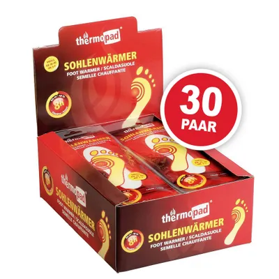 Produktbild von ThermoPad Sohlenwärmer / Fußwärmer Pads - 30 Paar - Gr. S 36-40