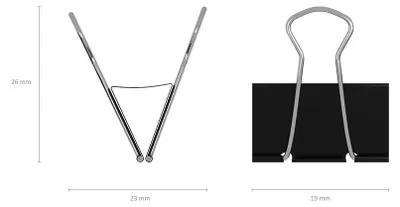 Zdjęcie produktu dla Klipsy składane 19 mm metalowe 12 sztuk czarne