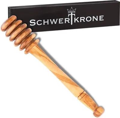 Produktbild von Unyqoos® Honiglöffel aus Olivenholz, 15,5 cm – handgefertigter Honigspiral-Löffel, antibakteriell, pflegeleicht, einzigartige Holzmaserung