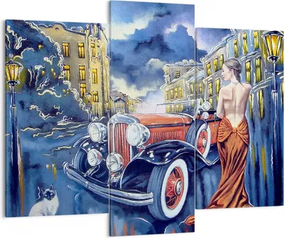 Produktbild von Bild auf Leinwand - Leinwandbild - frau retro stil - 130x100cm - Wand Bild - Wanddeko - Wandbilder - Leinwanddruck - Bilder - Kunstdruck - Wanddekoration - Leinwand bilder - Wandkunst - CB130x100-3450