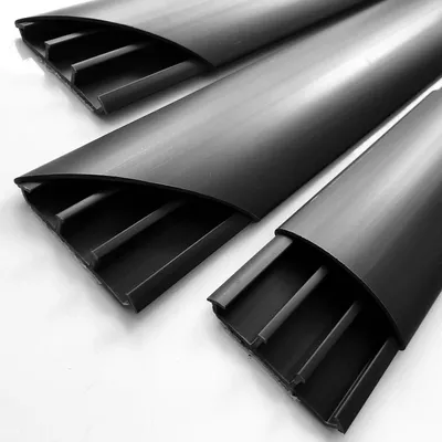 Produktbild von Kabelgoot 80 cm - Selbstklebend PVC Kabelkanal für Kabelmanagement - Grau schwarz