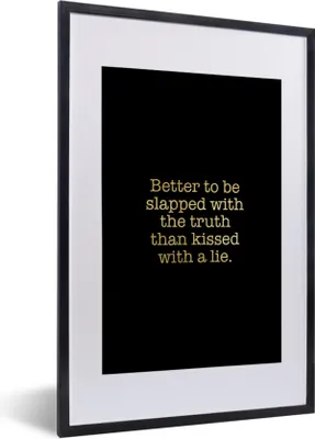 Produktbild von MuchoWow® Gerahmtes Poster Wahrheit - Schwarz und Gold - Zitate 40x60 cm - Poster mit Schwarzem Bilderrahmen Wandposter Rahmen Foto Bilder - Poster in Rahmen