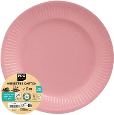 Image de Pronappe 25x 20 Assiettes en carton rondes, 23 cm Rose 79214I