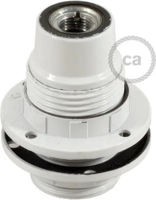 Immagine prodotto di Creative-Cables Kit portalampada E14 in bakelite con Doppia ghiera per Paralume - Bianco