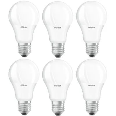 Produktbild von 6 x Osram LED A60 Birne 10W = 75W E27 matt 1055lm warmweiß 2700K recycelter Kunststoff