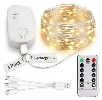 Lichterkette 5 m 50 LED dimmbar warmweiß USB-C