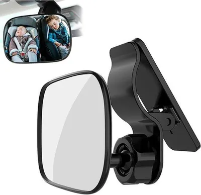 Imagen del producto de Espejo para bebés en coche: giratorio 360 grados, irrompible, seguro. Espejo para vehículos infantiles