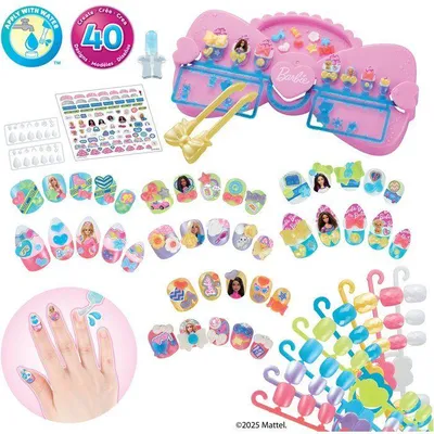 Produktbild von Barbie Aquabeads Nagelstudio Set, 40 Nägel mit Dekorationen, Ab 4 Jahren, Nageldesign Set, Aufkleber