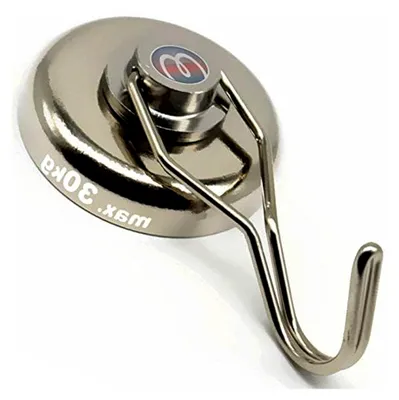 Produktbild von Drehbarer Neodym-Magnethaken mit 38 mm Durchmesser und 30 kg Haftkraft