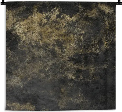 Produktbild von MuchoWow® Wandteppich Wandbehang Schwarz - Gold - Vintage 60x60 cm Tapisserie Dekoration Wandtuch - Dekorationen - Wand Decke
