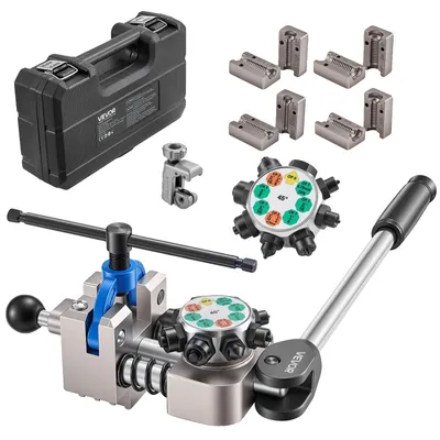Produktbild von VEVOR Bremsleitungs-Verjüngungswerkzeug-Set, 45° Einzel- & Doppelverjüngungswerkzeug für 3/16", 1/4" Kupferrohre - mit 2 Formwerkzeugen, Entgrater und Werkzeugkasten für die Reparatur von hydraulischen Bremsleitungen im Automobilbereich
