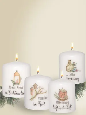 Produktbild von Weihnachtskerzen "Weihnachten" 4er-Set 60 x Ø 50 mm
