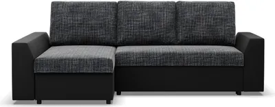 A sectional sofa with a chaise lounge is shown from the front against a white background.