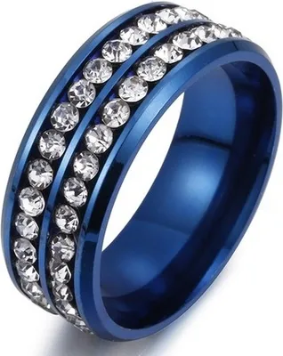 Produktbild von KE-16958 Uni Ring Blau mit Zirkonen - 57mm KP16958