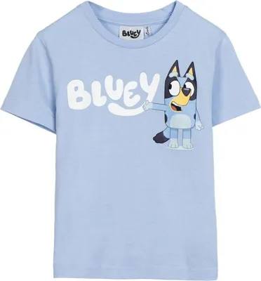 Imagen del producto de Camiseta infantil Bluey, manga corta, 100% algodón. Camiseta de verano para niñas y niños, talla 4 años
