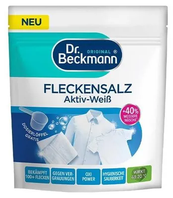 Produktbild von Dr. Beckmann Fleckensalz Aktiv-Weiß | für weißere Wäsche | wirkt gegen mehr als 100 Flecken | inkl. Dosierlöffel | 400g