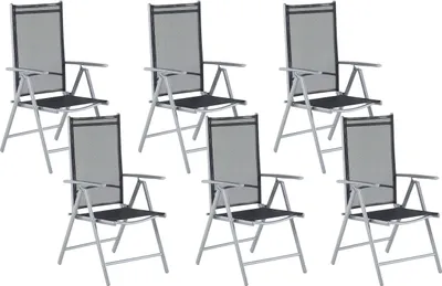 Produktbild von BELIANI Gartenstuhl 6er Set Schwarz und Silber Aluminium Mesh Verstellbar Klappbar Modern Terrasse Outdoor Balkon Ausstattung Sitzmöbel