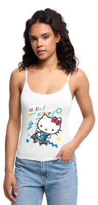 Produktbild von Spreadshirt Hello Kitty 90er Stil Mit Rollschuhen Bio Spaghetti Top Damen, M, Weiß