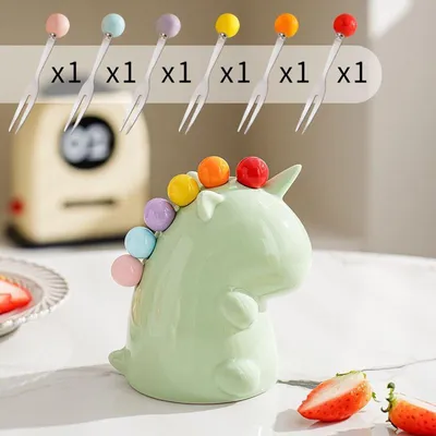 Produktbild von Dessertgabel Set Edelstahl PP Obstgabeln Wiederverwendbar 13,5 cm