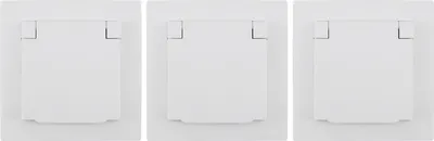 Produktbild von 3er-Pack Schutzkontakt-Steckdose McPower "Flair", 250V/16A, UP, Klappdeckel, IP44, weiß, matt