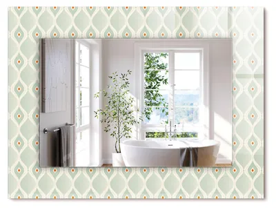 Produktbild von Grünes geometrisches Muster – Rechteckiger Spiegel mit Druck 80x60 cm – Modern - Dekorativ für die Wand