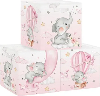 Obrázok produktu pre Detská skrinka, 3 ks – látkové boxy 30 x 30 x 30 cm s motívom losa – skládací regál na hračky a oblečenie