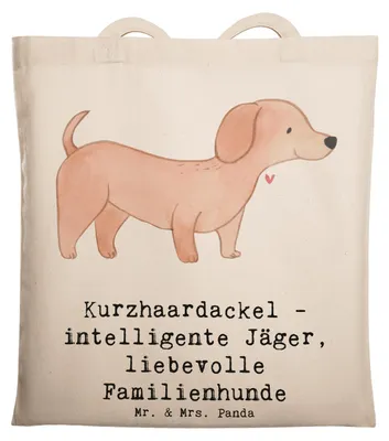 Produktbild von Mr. & Mrs. Panda Shopping Tasche Kurzhaardackel Liebe - Transparent - Geschenk, Jutebeutel, kleine Hunde, Durchsetzungskraft, Schultasche, Hunderasse, Hund, Tote Bag
