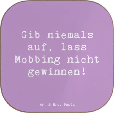 Produktbild von Mr. & Mrs. Panda Untersetzer für Gläser Spruch Mobbing bewältigen - Lavendeltraum - Geschenk, Tasse, Holzuntersetzer, Ermutigung, Zuversicht, Trost, Lebenshilfe, Glas
