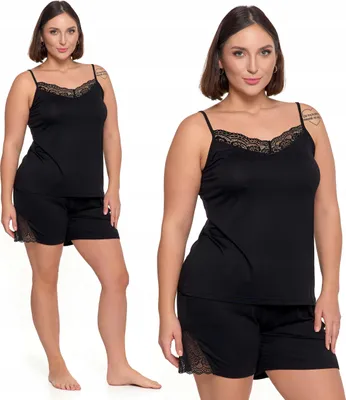 Produktbild von Eleganter Damenpyjama mit Spitze, Shorts und Tanktop MORAJ S