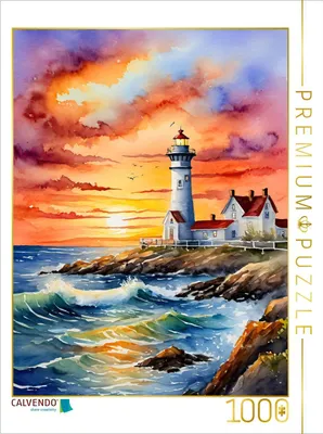 Produktbild von CALVENDO Puzzle Leuchtturm in der Abendsonne | 1000 Teile Lege-Größe 64x48cm Foto-Puzzle für glückliche Stunden
