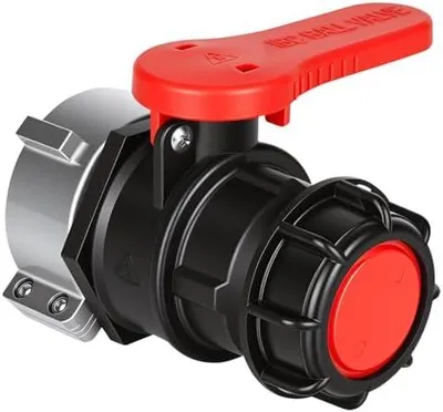 Produktbild von Adapter Kugelhahn, IBC Container Klappenhahn 60 mm zu 75 mm, IBC Tank Zubehör Tank Ablasshahn, Absperrhahn Auslaufhahn Klappenhahn für IBC Container, Wassertank, Regentonne(DN50)