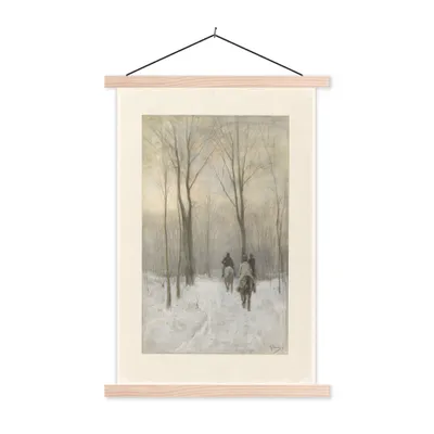 Produktbild von MuchoWow® Textilposter Reiter im Schnee im Haagse Bos - Gemälde von Anton Mauve 40x60 cm mit holzfarbenen Rahmen - Poster
