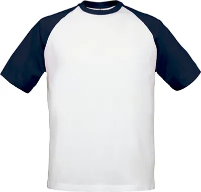 Produktbild von B&C TU020 | Base-Ball Herren T-Shirt - Farbe: White/Navy - Größe: XL