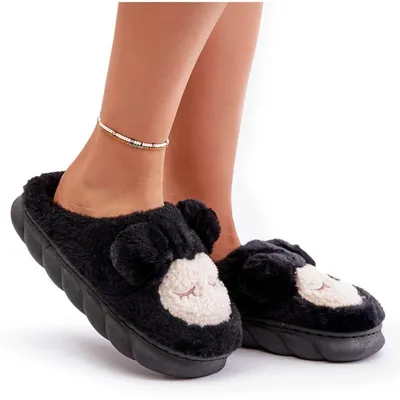 Produktbild von Warme Pelz Hausschuhe Damen Schwarz Jozelinetta 38/39