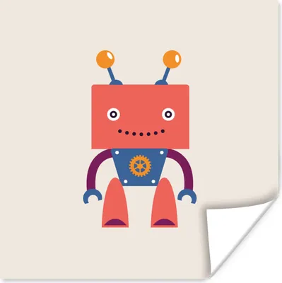 Produktbild von MuchoWow® Poster Roboter - Getriebe - Gesicht - Antenne - Kinder - Jugendliche 50x50 cm - Wohnzimmerdekoration