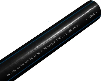 Zdjęcie produktu dla Rura PE 100 do wody pitnej PN15 Rura PE 63 mm 2" 100 m DVGW: Ø63 mm x 100 m Rozmiar: Ø63 mm x 100 m