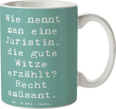 Produktbild von Mr. & Mrs. Panda Tasse Spruch Juristin Humor - Meeresbrise - Geschenk, Kaffeebecher, Kaffeetasse, Gesetz, Paragraphen, Berufe, Beruf, Teetasse, Berufspassion, Jura, Recht
