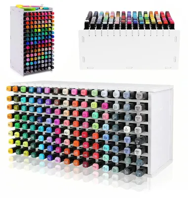 Image de Omgoods - Organisateur de bureau pour 120 stylos - Boîte de rangement en feutre avec 6 compartiments