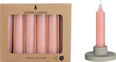 Produktbild von 6 Stück Rosa Paraffin Stabkerzen für festliche Tischdekoration, 2,15 cm Ø, 11 cm hoch