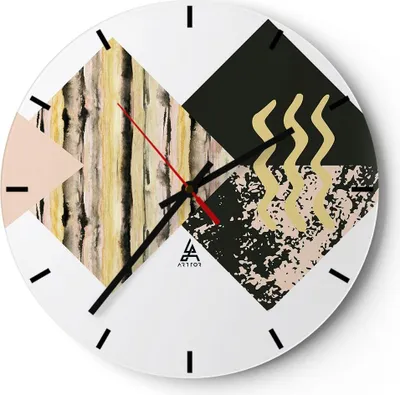 Produktbild von Wanduhr - Rund - Glasuhr - Abstraktion Diamant Gürtel - 40x40cm - Schleichendes Uhrwerk - Lautlos - zum Aufhängen bereit - Dekoration Modern - Wanddekoration aus Glas - C3AR40x40-4303