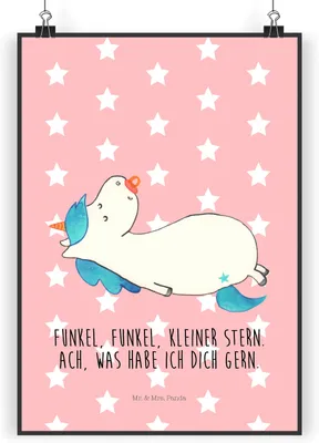 Produktbild von Mr. & Mrs. Panda Bild Einhorn Schnuller DIN A4 - Rot Pastell - Geschenk, wanddeko, Mutter, drucke, Unicorn, Geburtstag, Posterdruck, Geburt, Plakat, Baby, Kunstdruck