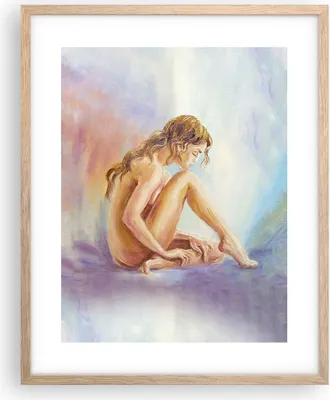 Produktbild von Gerahmtes Poster - Rahmen in heller Eiche - Frau Nacktheit Abgesehen von - 40x50 cm - Wand Bild - Wanddeko - Wandbilder - Wandposter - Bilderrahmen - Bilder - Kunstdruck - Wandbild - P2NPA40x50-4174