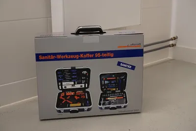 Zdjęcie produktu dla Zestaw narzędzi sanitarnych - Zestaw do obróbki rur - Zestaw instalatorski - Zestaw do majsterkowania - Skrzynka narzędzi - 95 elementów