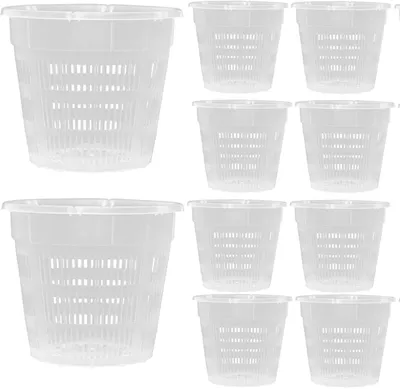 Imagen del producto de Macetas transparentes de plástico, con un diámetro de 11 cm, con orificio de drenaje, para orquídeas