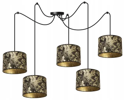 Produktbild von Decken-Hängelampe, Lampenschirm mit Spinnenmuster, Gold