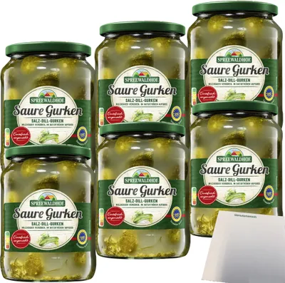 Produktbild von Spreewaldhof Salz-Dill-Gurken in naturtrüben Aufguss 6er Pack (6x720g Glas) + usy Block